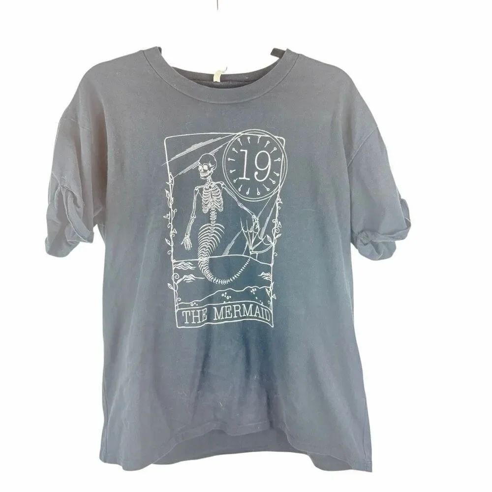 Emma & Sam Skeleton Mermaid black T-shirt - size xs